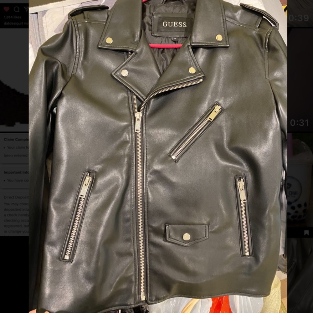BRAND NEW Mens Leather Jacket by GUESS